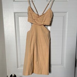 Zara Beige Cutout Backless Dress